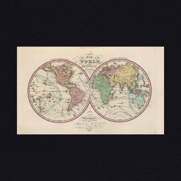 Vintage Map of The World (1842) by Bravuramedia